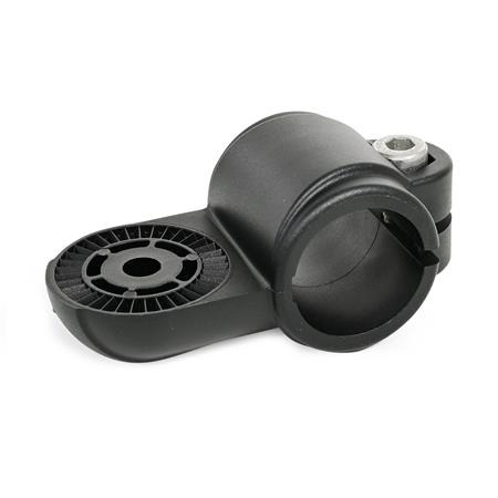  LSQ.P Swivel clamps, plastic Type: IV - With internal serration
Surface: 2 - Polyamide (PA), glass fiber reinforced, Black matt, temperature resistant up to 100 °C, RAL 9005