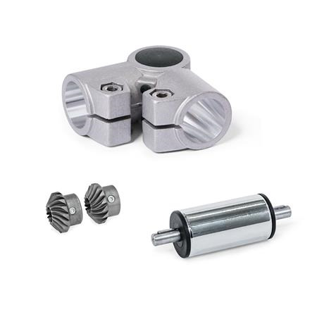  YLS L-angle gears, for single tube linear units Surface: 8 - Blasted, matt, blasted, matt
Type: B - Angle gear box + bevel gear wheel set + drive unit (steel chrome plated)