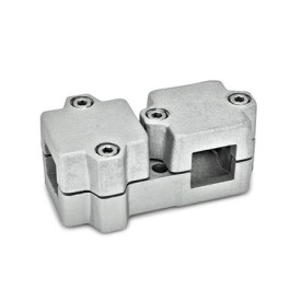  TM T-Klemmverbinder, mehrteilig, Aluminium d<sub>1</sub> / s<sub>1</sub>: V - Vierkant<br />d<sub>2</sub> / s<sub>2</sub>: V - Vierkant<br />Oberfläche: 8 - gestrahlt, matt, gestrahlt, matt