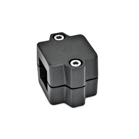  MM Muffen-Klemmverbinder, mehrteilig, Aluminium d<sub>1</sub> / s: V - Vierkant
Oberfläche: 2 - strukturiert pulverbeschichtet, Schwarz, RAL 9005