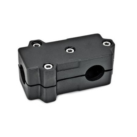  TMD T-clamps, multi-piece, aluminum d<sub>1</sub> / s<sub>1</sub>: B - Bore<br />d<sub>2</sub> / s<sub>2</sub>: B - Bore<br />Surface: 2 - Black, textured powder-coated, RAL 9005