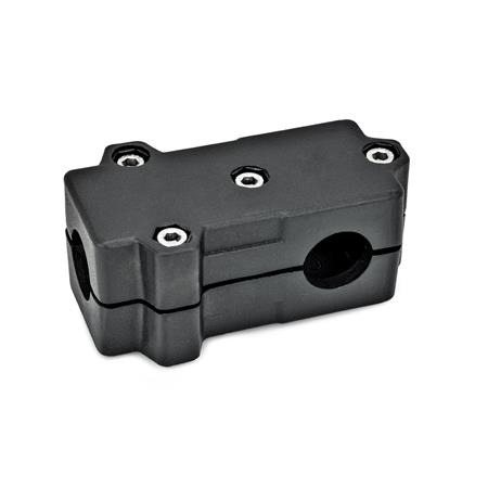  TMD T-clamps, multi-piece, aluminum d<sub>1</sub> / s<sub>1</sub>: B - Bore
d<sub>2</sub> / s<sub>2</sub>: B - Bore
Surface: 2 - Black, textured powder-coated, RAL 9005