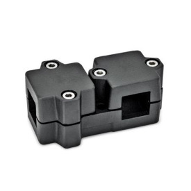  TM T-clamps, multi-piece, aluminum d<sub>1</sub> / s<sub>1</sub>: V - Square<br />d<sub>2</sub> / s<sub>2</sub>: V - Square<br />Surface: 2 - Black, textured powder-coated, RAL 9005