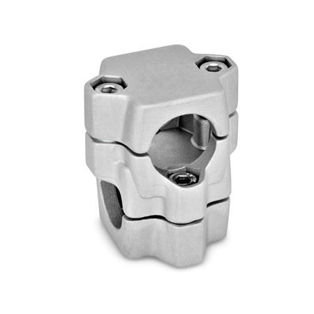 KM Kreuz-Klemmverbinder, mehrteilig, Aluminium d1/s1: B - Bohrung
d2/s2: B - Bohrung
Oberfläche: 8 - gestrahlt, matt, gestrahlt, matt