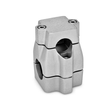  KMU Cross clamps, multi-piece, unequal bore dimensions, aluminum Surface: 8 - Blasted, matt, blasted, matt