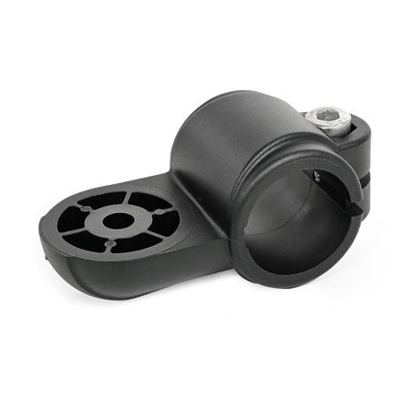  LSQ.P Swivel clamps, plastic Type: OZ - Without centring step (smooth)
Surface: 2 - Polyamide (PA), glass fiber reinforced, Black matt, temperature resistant up to 100 °C, RAL 9005