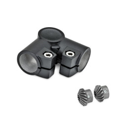  YLS L-angle gears, for single tube linear units Surface: 2 - Black, textured powder-coated, RAL 9005<br />Type: A - Angle gear box + bevel gear wheel set