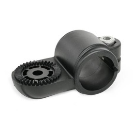  LSQ.P Swivel clamps, plastic Type: AV - With external serration<br />Surface: 2 - Polyamide (PA), glass fiber reinforced, Black matt, temperature resistant up to 100 °C, RAL 9005