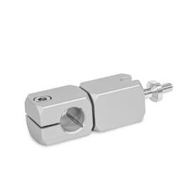  TGK Kugelgelenk-Klemmhalter, Aluminium Typ: Q - mit Querbohrung<br />Ausstattung: S - Kugelstück mit Außengewinde<br />Schraubstelle: D - Gewindestift mit Innensechskant Edelstahl (DIN 913)<br />Oberfläche: AL - naturfarben eloxiert