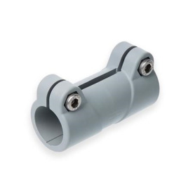  MS.P Sleeve clamps, plastic Surface: 4 - Polyamide (PA), glass fiber reinforced, Gray matt, temperature resistant up to 100 °C, RAL 7040