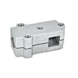  TMD T-clamps, multi-piece, aluminum d<sub>1</sub> / s<sub>1</sub>: B - Bore<br />d<sub>2</sub> / s<sub>2</sub>: V - Square<br />Surface: 8 - Blasted, matt, blasted, matt