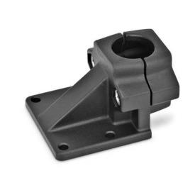  BML Fuß-Klemmverbinder, mehrteilig, Aluminium d<sub>1</sub> / s: B - Bohrung<br />Oberfläche: 2 - strukturiert pulverbeschichtet, Schwarz, RAL 9005