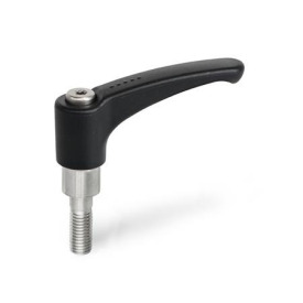  HSK.P Klemmhebel für Rohr-Klemmverbinder aus Kunststoff Oberfläche: 2 - Polyamid (PA), glasfaserverstärkt, Schwarzgrau matt, temperaturbeständig bis 130 °C / Gewindeeinsatz Edelstahl 1.4305 (A1), RAL 7021