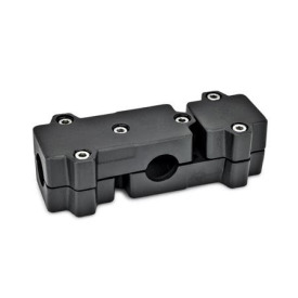 WMD Winkel-Klemmverbinder, mehrteilig, Aluminium d<sub>1</sub> / s: B - Bohrung<br />Oberfläche: 2 - strukturiert pulverbeschichtet, Schwarz, RAL 9005