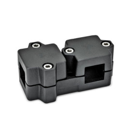  TM T-clamps, multi-piece, aluminum d<sub>1</sub> / s<sub>1</sub>: V - Square<br />d<sub>2</sub> / s<sub>2</sub>: V - Square<br />Surface: 2 - Black, textured powder-coated, RAL 9005
