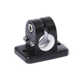  FK.E Flansch-Verfahrschlitten, mit zwei Befestigungsbohrungen, Aluminium d1: G - mit Gleiteinsatz<br />Oberfläche: 2 - strukturiert pulverbeschichtet, Schwarz, RAL 9005