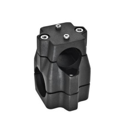  KMU.E Kreuz-Verfahrschlitten, mehrteilig, ungleiche Bohrungsmaße, Aluminium Oberfläche: 2 - strukturiert pulverbeschichtet, Schwarz, RAL 9005<br />d<sub>1</sub> / s<sub>1</sub>: B - Bohrung<br />d<sub>2</sub> / s<sub>2</sub>: B - Bohrung